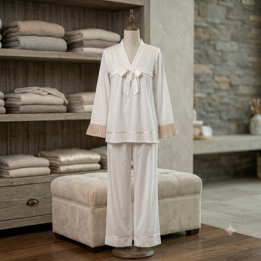 Ethereal Silk-Touch Lounge Set - Off-White