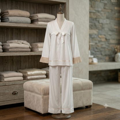 Ethereal Silk-Touch Lounge Set - Off-White