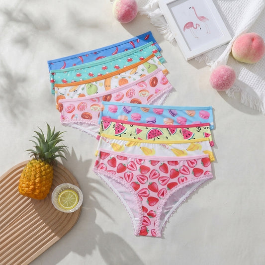Pack of 3 Cute Fruit & Dessert Print  Multi-Color Low-Waist Briefs -2030
