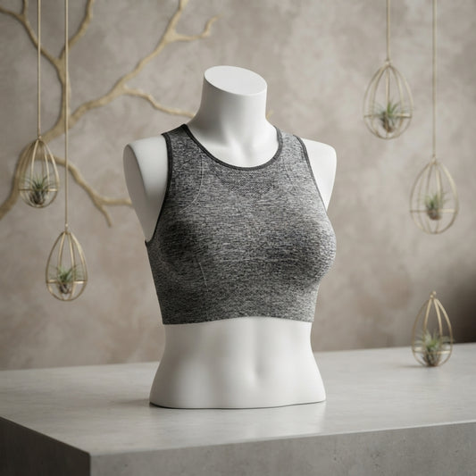 Heather Grey Breathable Mesh-Back Sports Bra