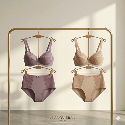 Flourish Leonisa Lace Non-Padded Wired & Demi Coverage Bra Panty Set