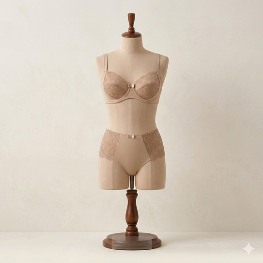 Flourish Leonisa Lace Non-Padded Wired & Demi Coverage Bra Panty Set