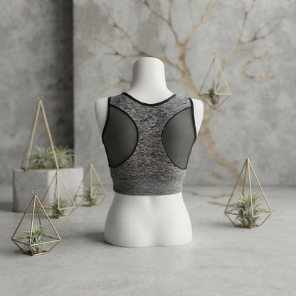 Heather Grey Breathable Mesh-Back Sports Bra