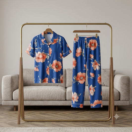 Premium Luxury 2-Piece Short-Sleeve Lounge & Sleepwear Night Suit Set COR-98812
