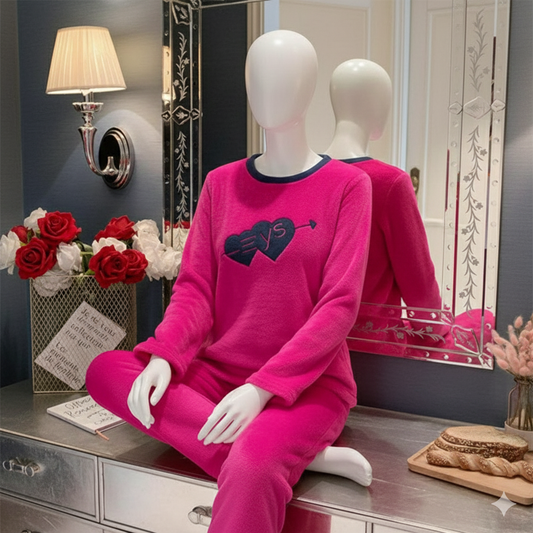 Flourish Fleece Winter Pajama Set – Hot Pink Cozy Hearts Edition
