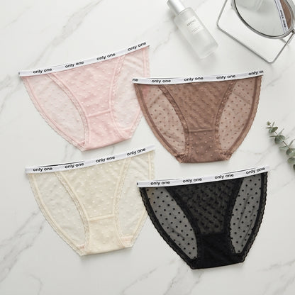 Pack of 3 Women’s Dotted Mesh Lace Brief -6970