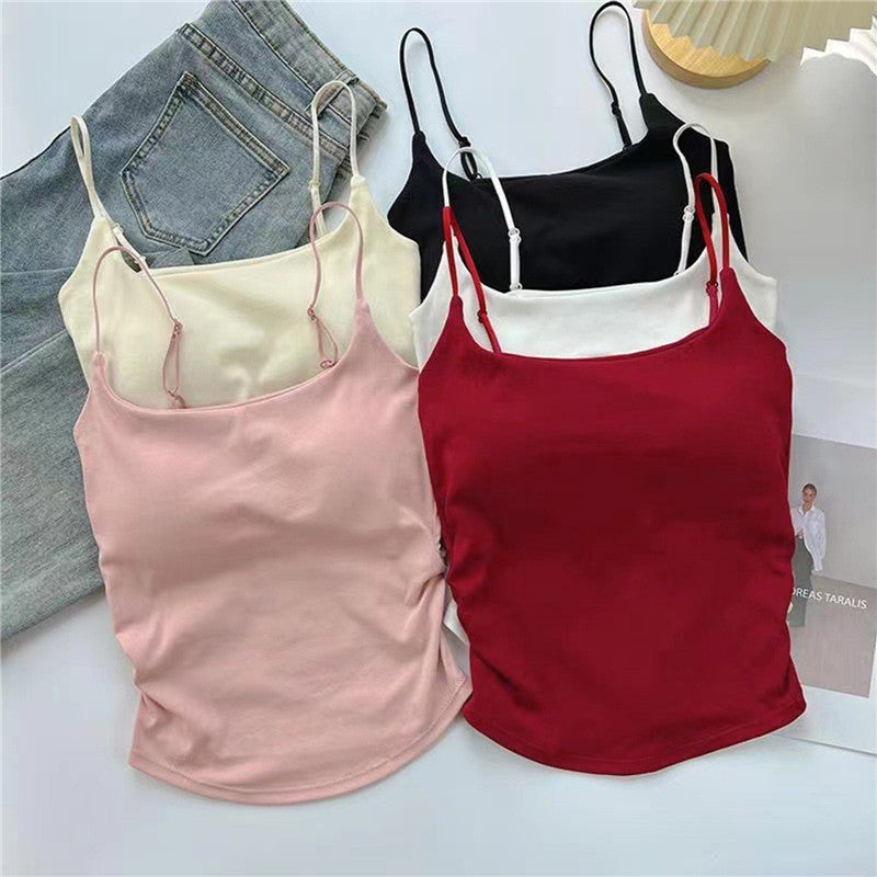 New Pack Of 3 New Plain Soft Padded Spaghetti Top For Girls 213