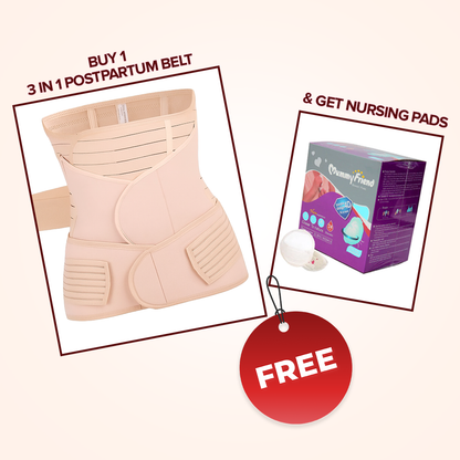 Buy 1 Postpartum Belt & get 1 Nursing pad free- After Delivery Support Recovery | Body Shaper Belt for Women for After Birth Postnatal C-section | Waist Pelvis Shapewear Wrap Postpartum Girdle 3830-16
