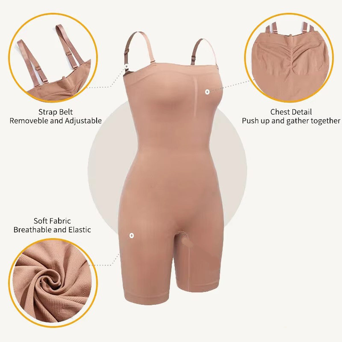 New High Quality Tummy Control Butt Lifter Seamless Body Shaper  Soft Bodysuit Removable Strap Shapewear Bodysuits for Women 3029