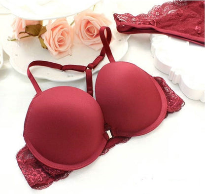 Flourish Magnet Front Open Y Back Double Padded Bra Panty Set 8801