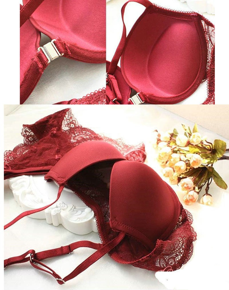 Flourish Magnet Front Open Y Back Double Padded Bra Panty Set 8801