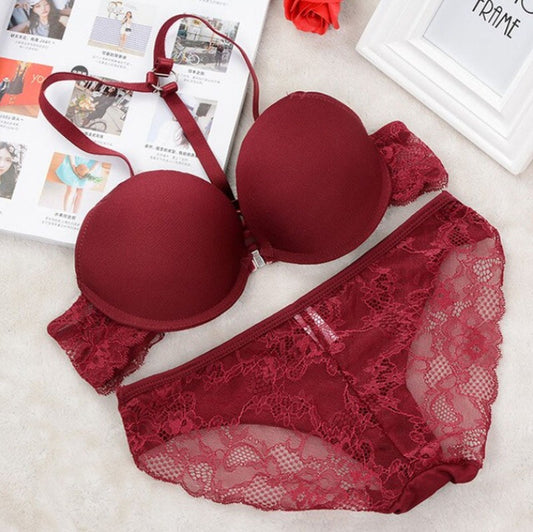 NEW ARRIVAL Flourish Cute Lace Embroidery Push Up Double Padded