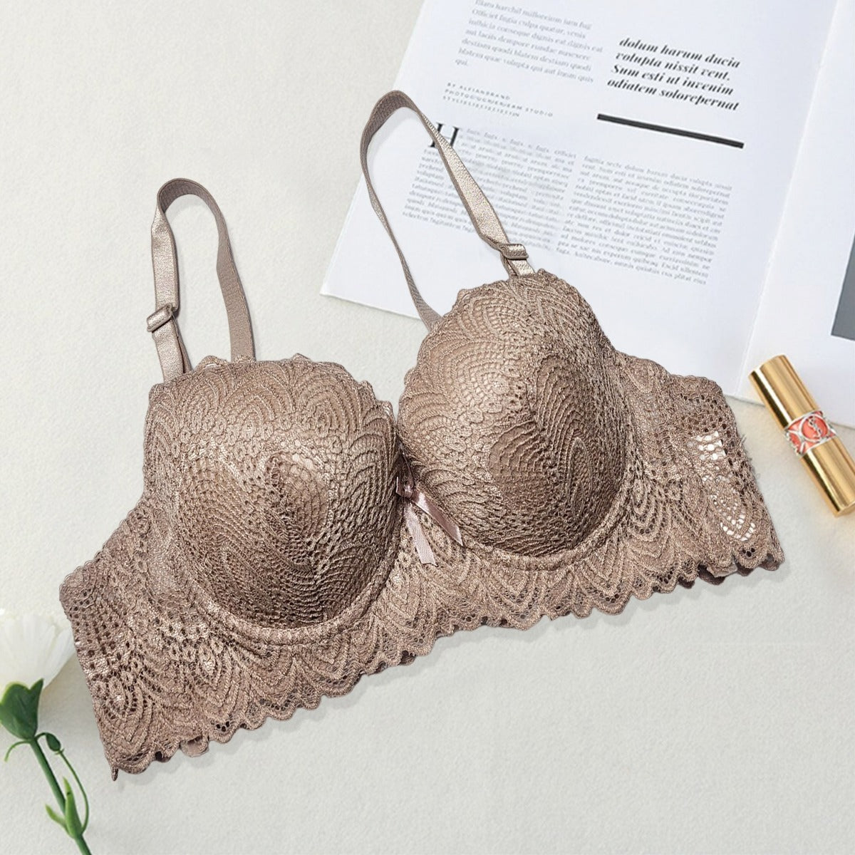 High Quality Hard Push Wired Cute Embroidered Adjustable Straps Bra 8216