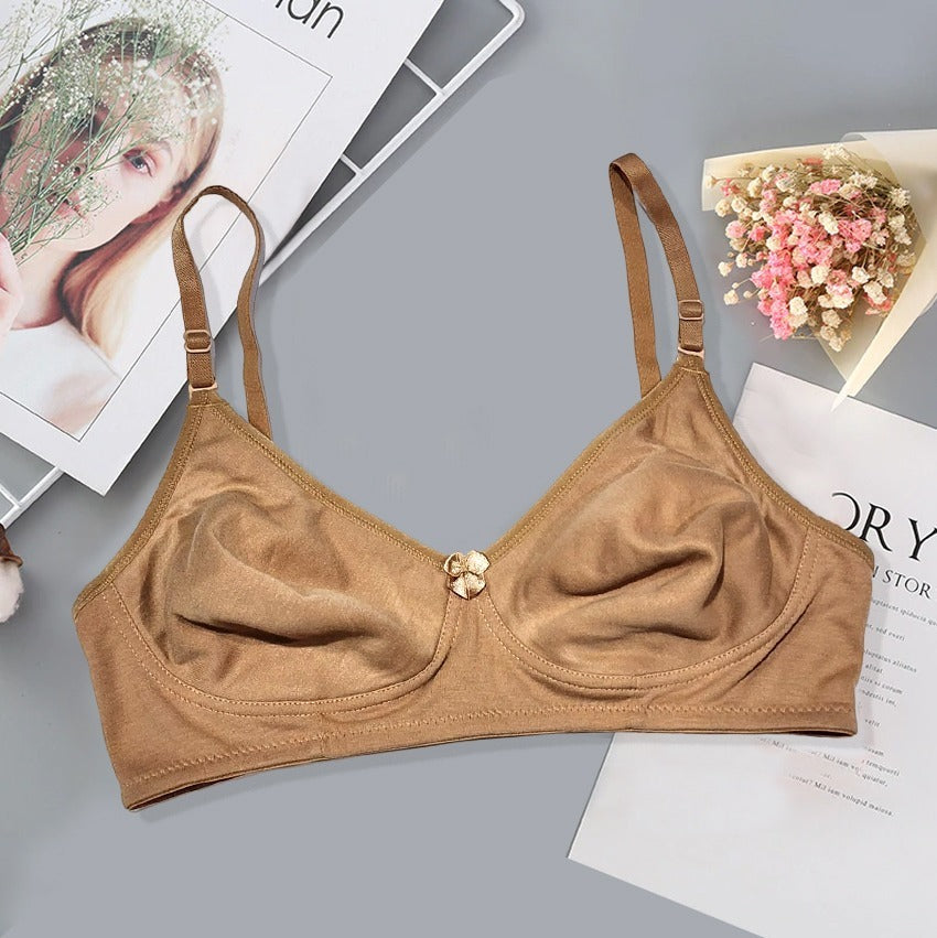 Flourish IMAGE-B High Quality 2 in 1 Cotton And invisible Straps Soft Pure Comfortable Cotton Full Coverge Non Padded T shirt Bra
