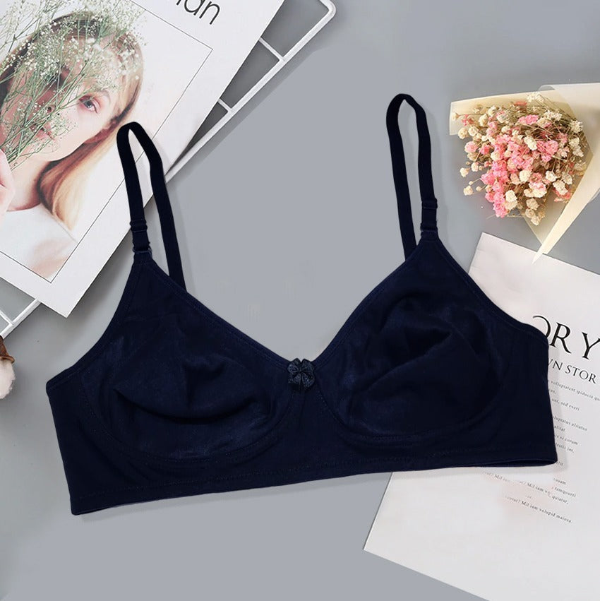 Flourish IMAGE-B High Quality 2 in 1 Cotton And invisible Straps Soft Pure Comfortable Cotton Full Coverge Non Padded T shirt Bra