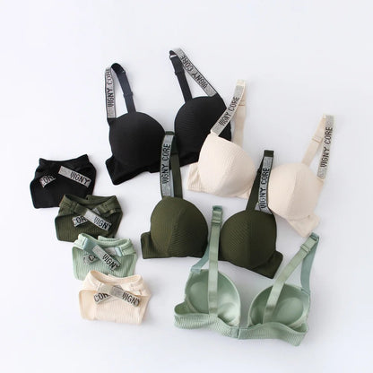 Flourish New Vigny Core Stones Design  Pushup Bra With T-Panty Set 8964