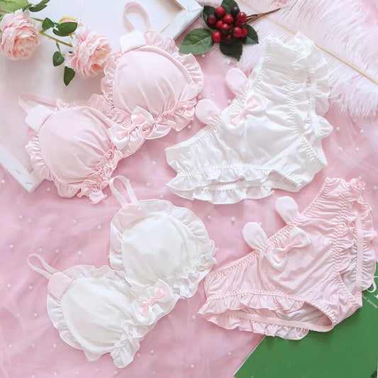 High Quality & Comfortable Cute Little White Rabbit Lolita Soft Cotton Bra & Panty Set 2009