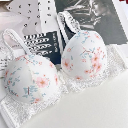 Flourish Floral Lace Bra & Panty Set – Padded Push-Up Design with Elegant Embroidery