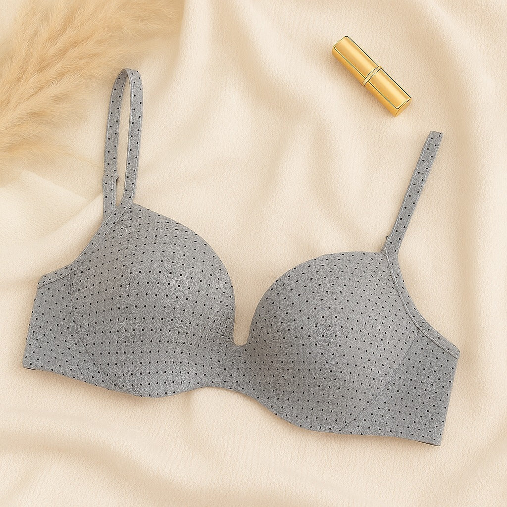 Flourish Premium Wired Padded Polka-Dot Everyday Bra – 7057