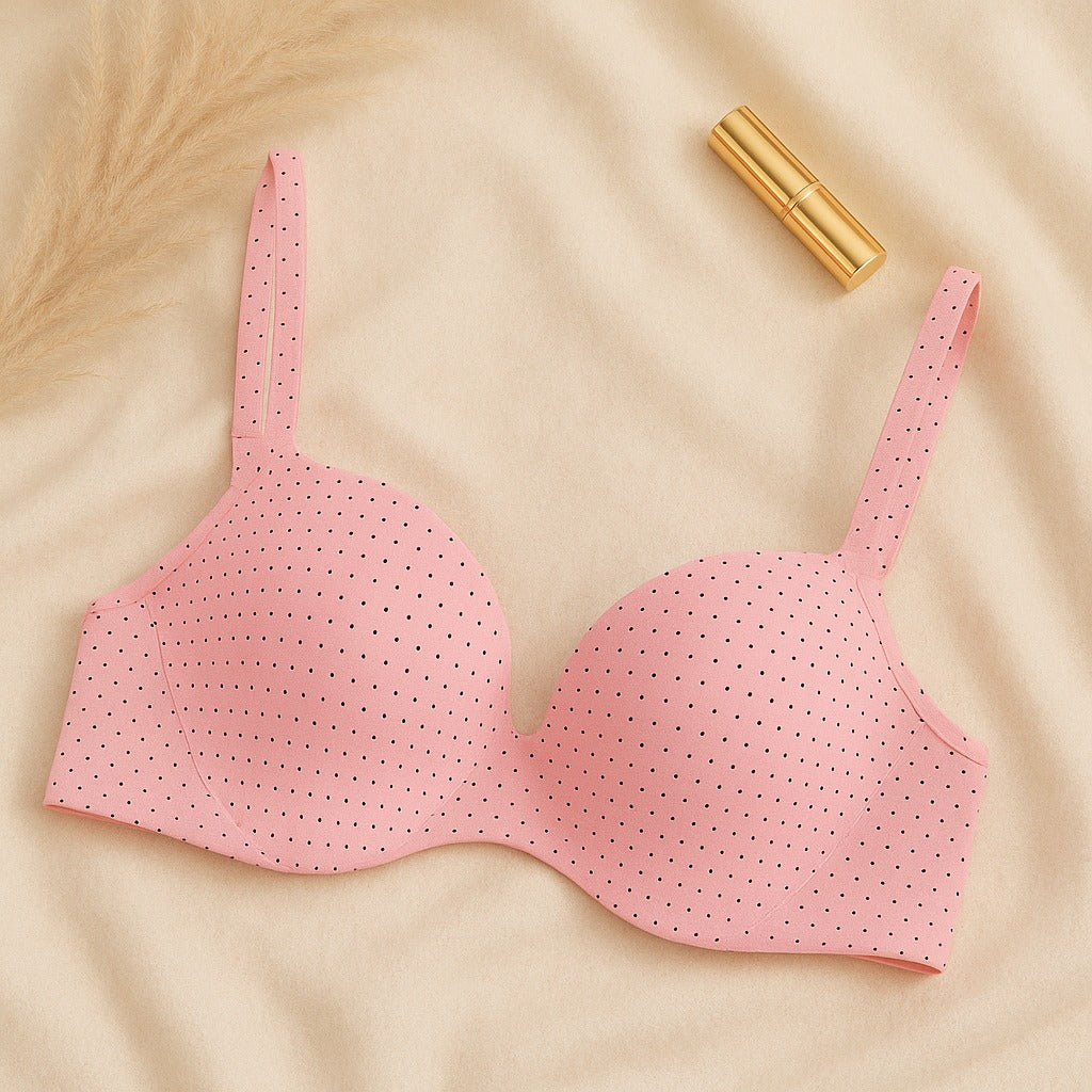 Flourish Premium Wired Padded Polka-Dot Everyday Bra – 7057
