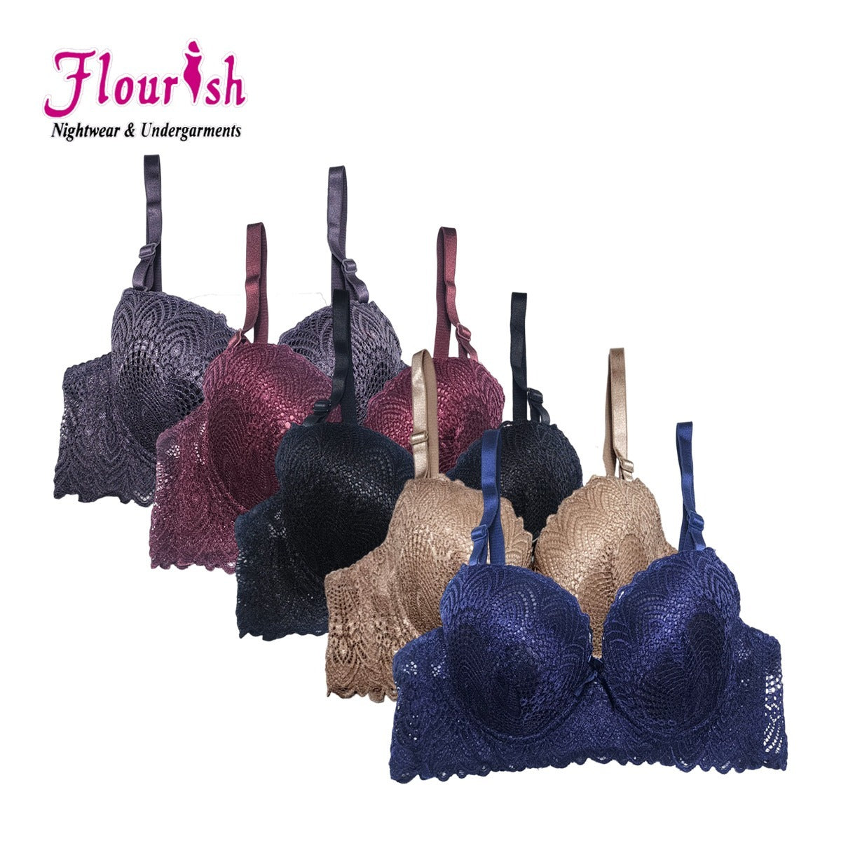 Flourish Double Padded Wired Lace Bra – Bridal & Everyday Stylish Support 8216