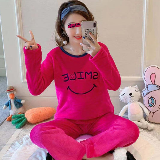 Flourish Fleece Winter Pajama Set – Hot Pink Smile Edition