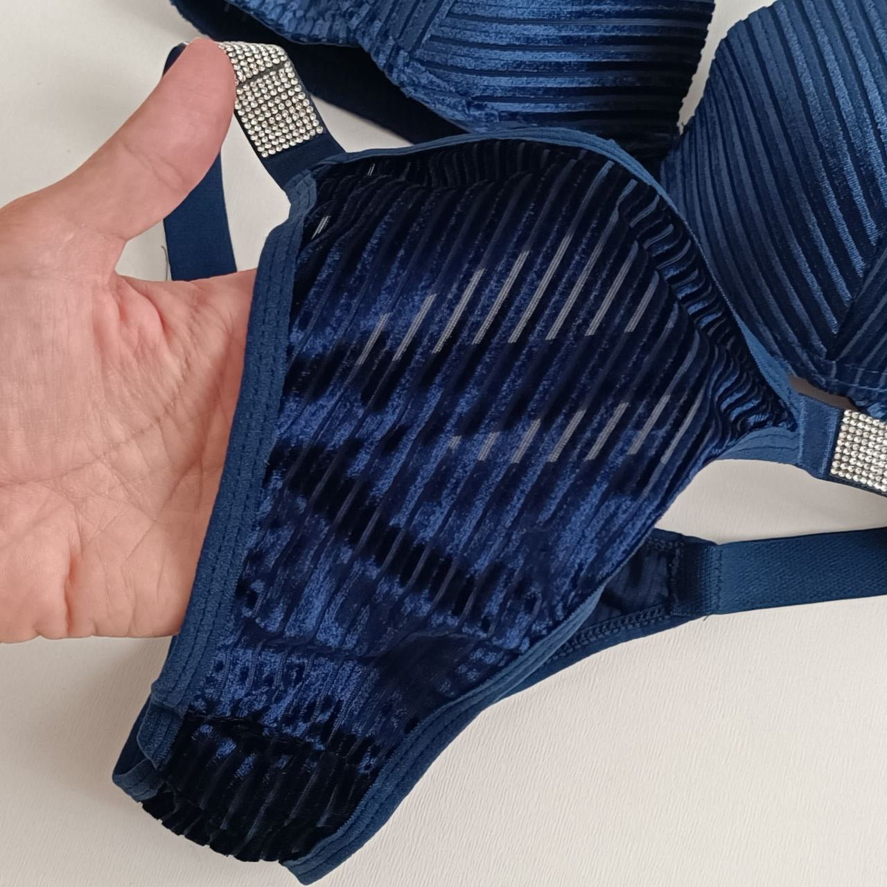 Flourish Velvet Shine Bra & Panty Set – Luxury Rhinestone Strap Lingerie 2022