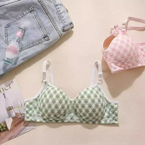 Pack of 2 Checkered Teenage Cotton Bra – Soft, Stylish & Everyday Comfort for Teenagers 8411