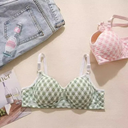 Pack of 2 Checkered Teenage Cotton Bra – Soft, Stylish & Everyday Comfort for Teenagers 8411