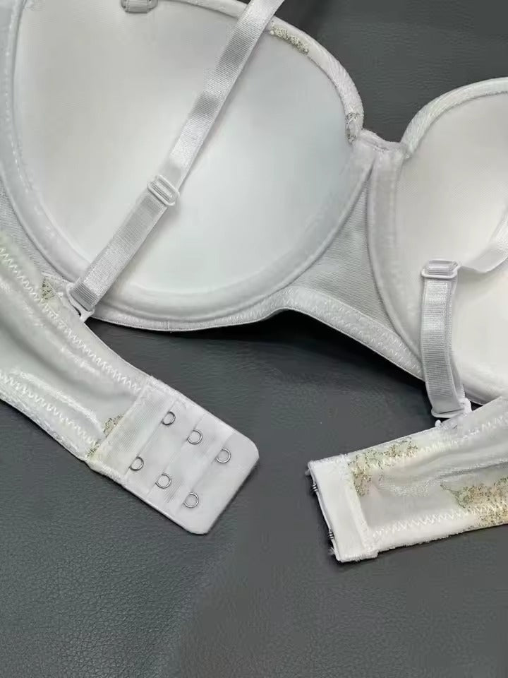 Flourish Velvet Butterfly Print Bra & Panty Set – Soft Padded, Wired, Premium Lingerie for Girls & Women