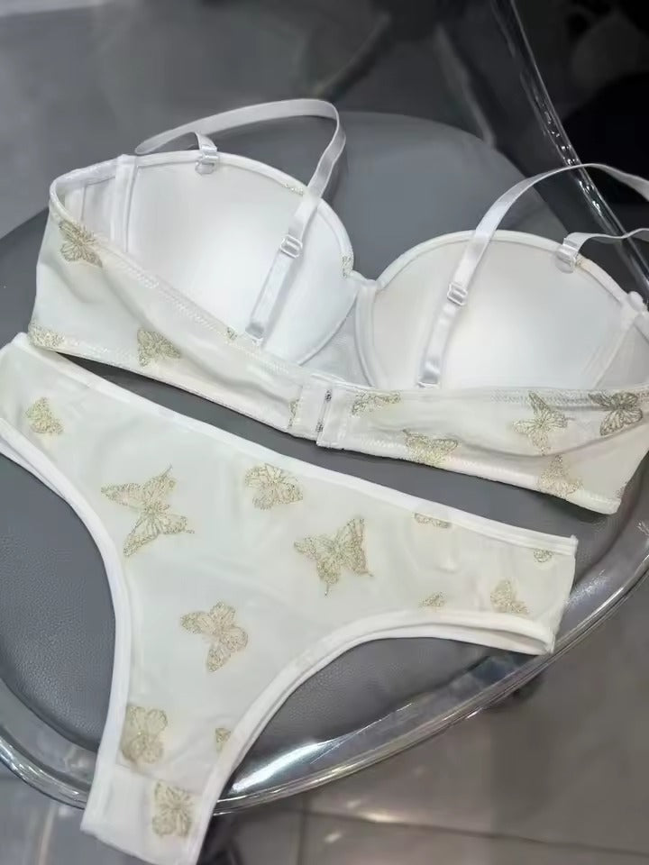 Flourish Velvet Butterfly Print Bra & Panty Set – Soft Padded, Wired, Premium Lingerie for Girls & Women