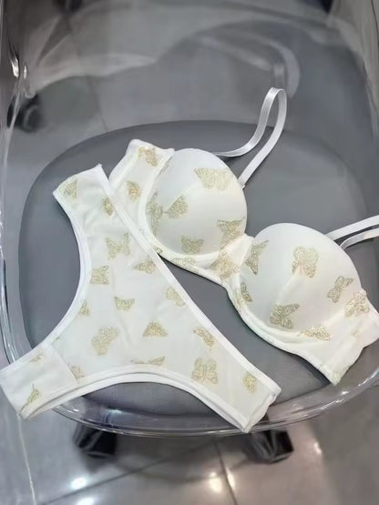 Flourish Velvet Butterfly Print Bra & Panty Set – Soft Padded, Wired, Premium Lingerie for Girls & Women