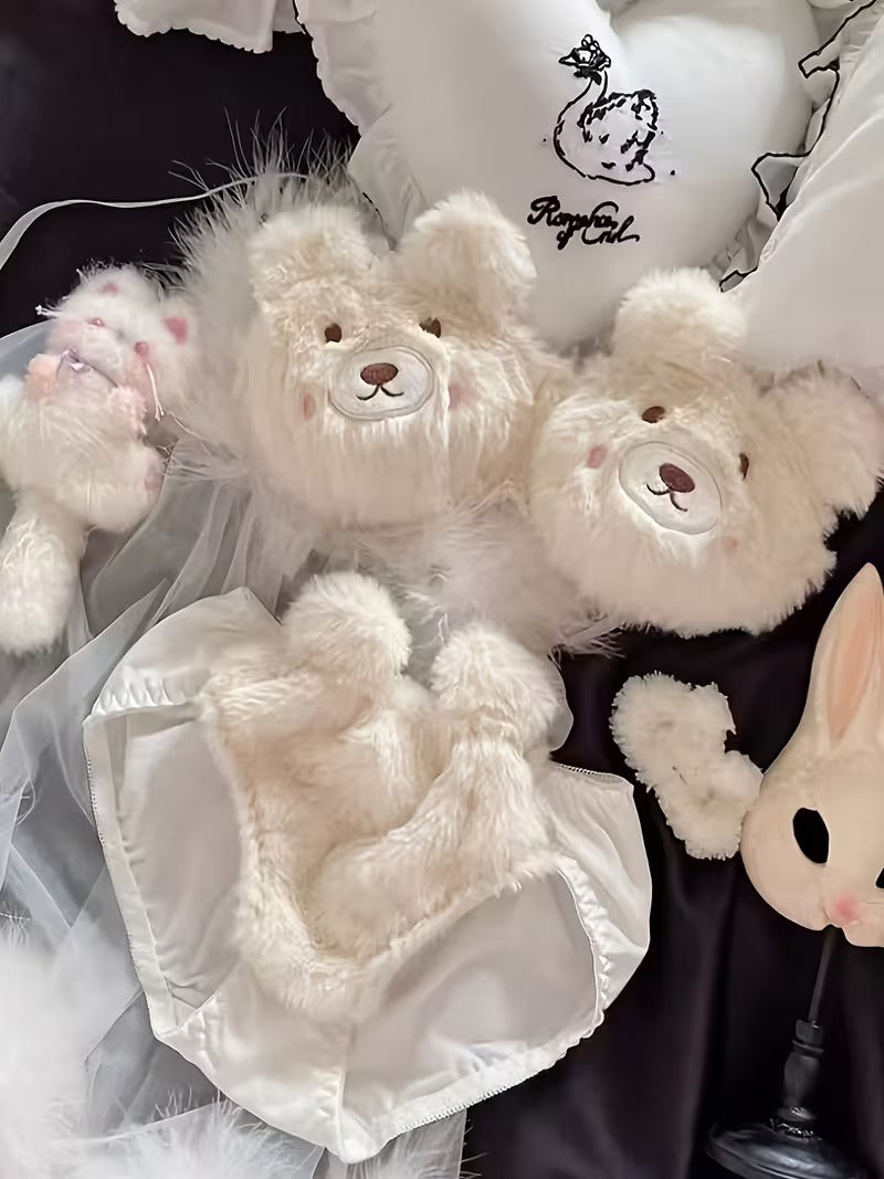 New High Quality Sexy Cute Kitty Anime Soft Plush Design Bra & Panty Set