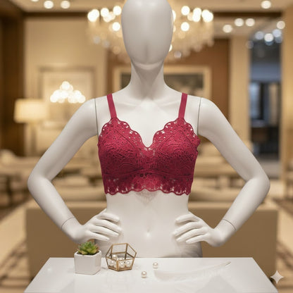 Flourish Elegant Lace Longline Bralette – Soft Padded Stylish Crop Bra