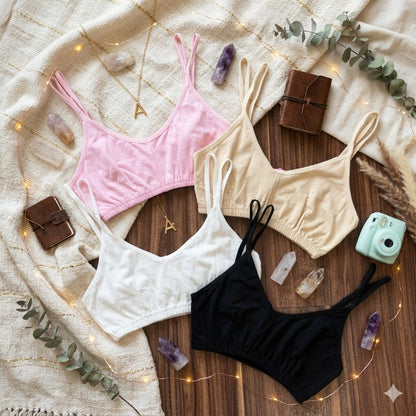 Flourish Pack of 3 Non Padded Soft Cotton Summer Camisole Bralette  – Lightweight & Breathable Comfort Wear 3288