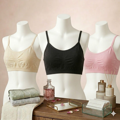 Flourish Pack of 3  Soft Cotton Non Padded Seamless Knit Bralette bra -540
