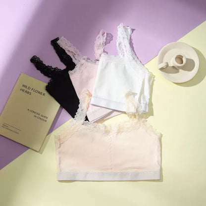 Flourish pack of 3 Teenagers Elegant Floral Lace Camisole Bra Pack -K20