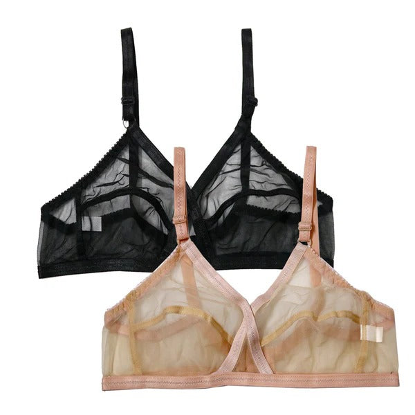 Flourish Non-Padded & Non-Wired Cotton Full Cover Full Net Transparent Bra