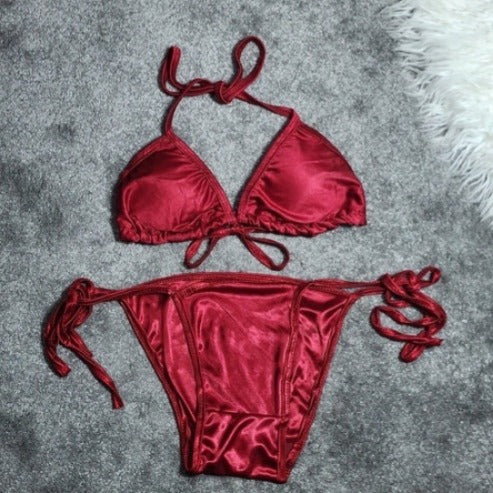 Satin Silk Bikini Panties And Bra Set.