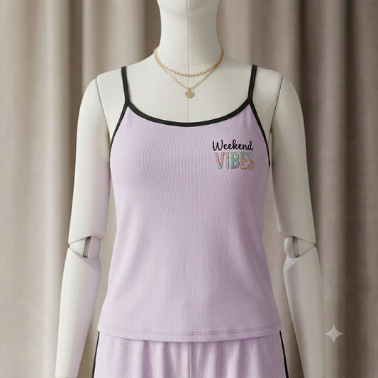 Women's Cotton Cami & Shorts Night Suit – Soft Summer Sleepwear Set (Lavender)