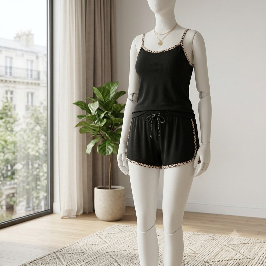 Women's Ribbed Cami & Shorts Night Suit – Soft Cotton Summer Sleepwear Set