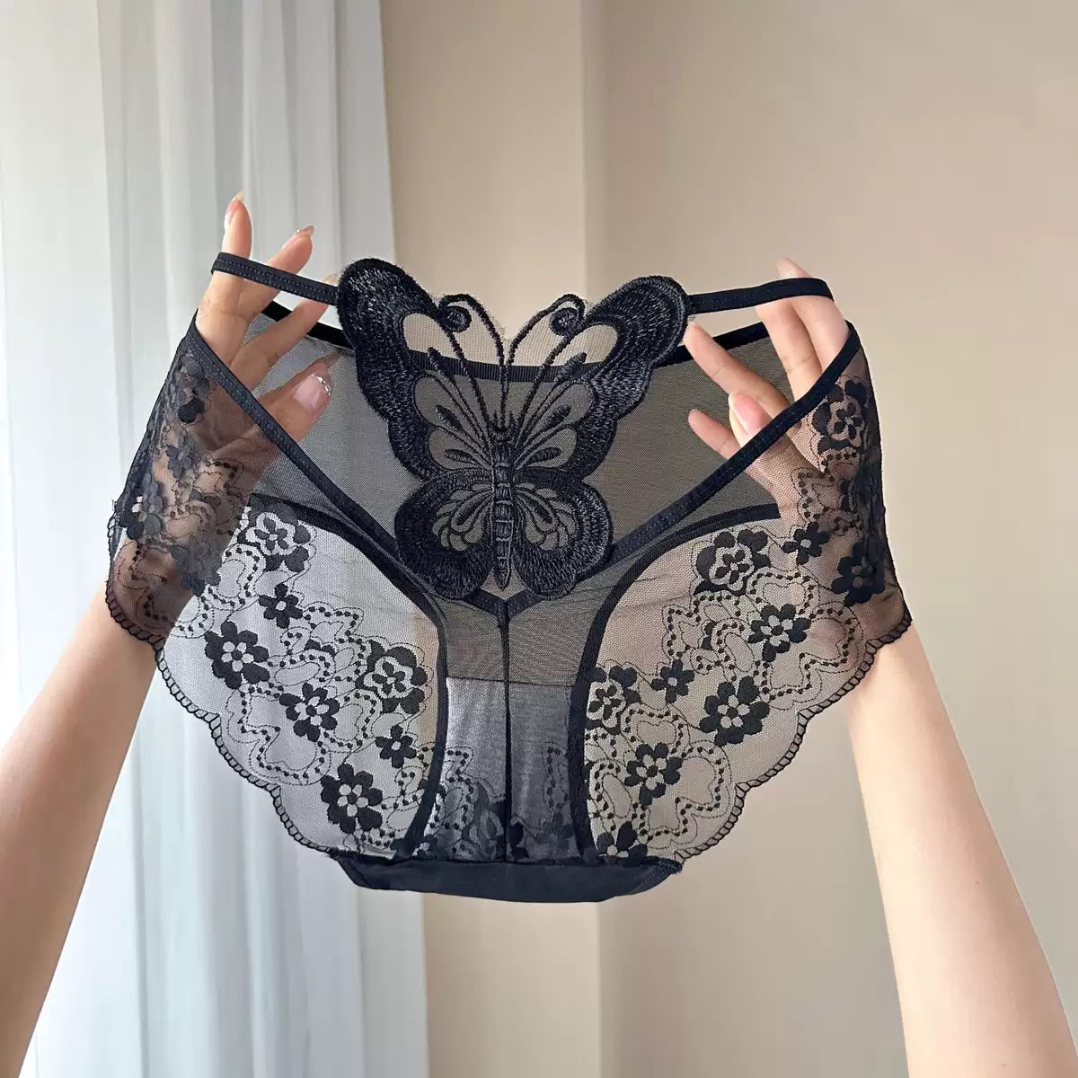 Pack of 3 Women’s Lace Briefs with Butterfly Appliqué –1389