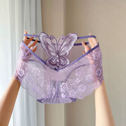 Pack of 3 Women’s Lace Briefs with Butterfly Appliqué –1389