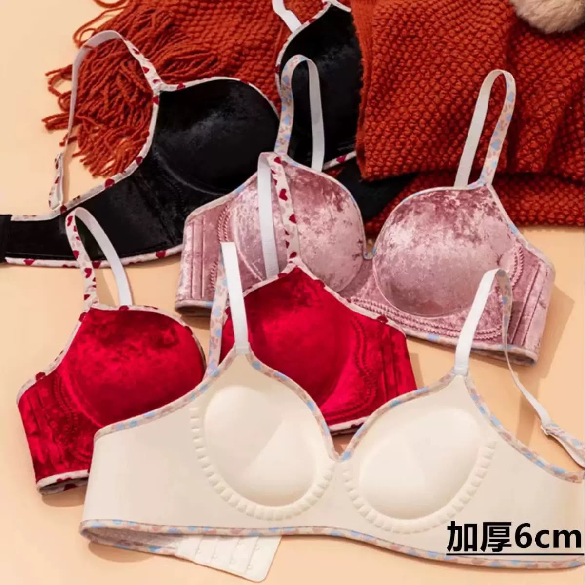 Super Thick 6cm Ultra Push Up Velvet Bra - Wireless Seamless  Bralette -21 Velvet BRA
