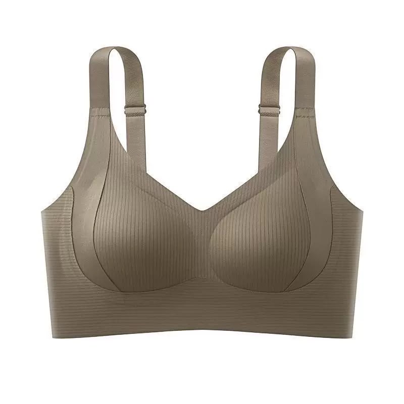 Seamless 4 hooks  Ribbed Soft Support Bra - Wireless Wide Strap Bralette -1200