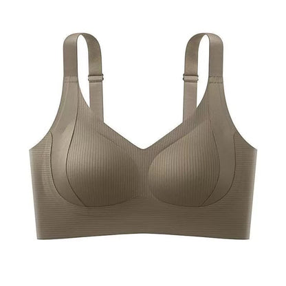 Seamless 4 hooks  Ribbed Soft Support Bra - Wireless Wide Strap Bralette -1200