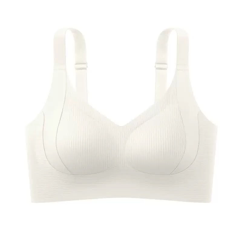 Seamless 4 hooks  Ribbed Soft Support Bra - Wireless Wide Strap Bralette -1200