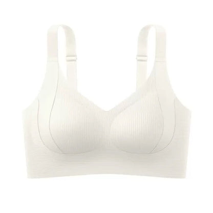 Seamless 4 hooks  Ribbed Soft Support Bra - Wireless Wide Strap Bralette -1200