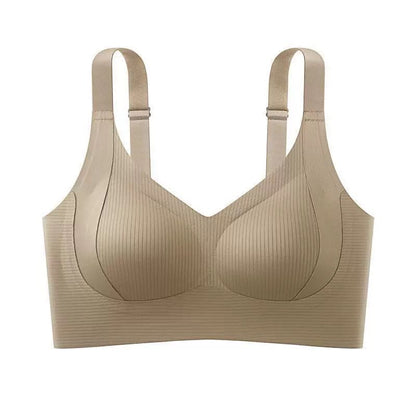 Seamless 4 hooks  Ribbed Soft Support Bra - Wireless Wide Strap Bralette -1200