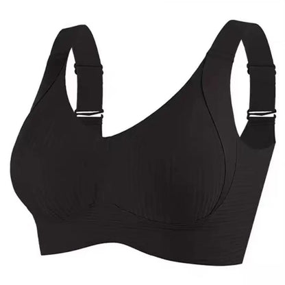Seamless 4 hooks  Ribbed Soft Support Bra - Wireless Wide Strap Bralette -1200